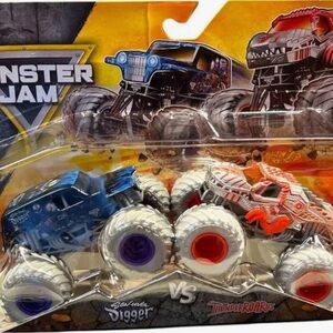 Monster Jam Digger and ThunderROARus Toy Truck Set - Black, Red, Purple